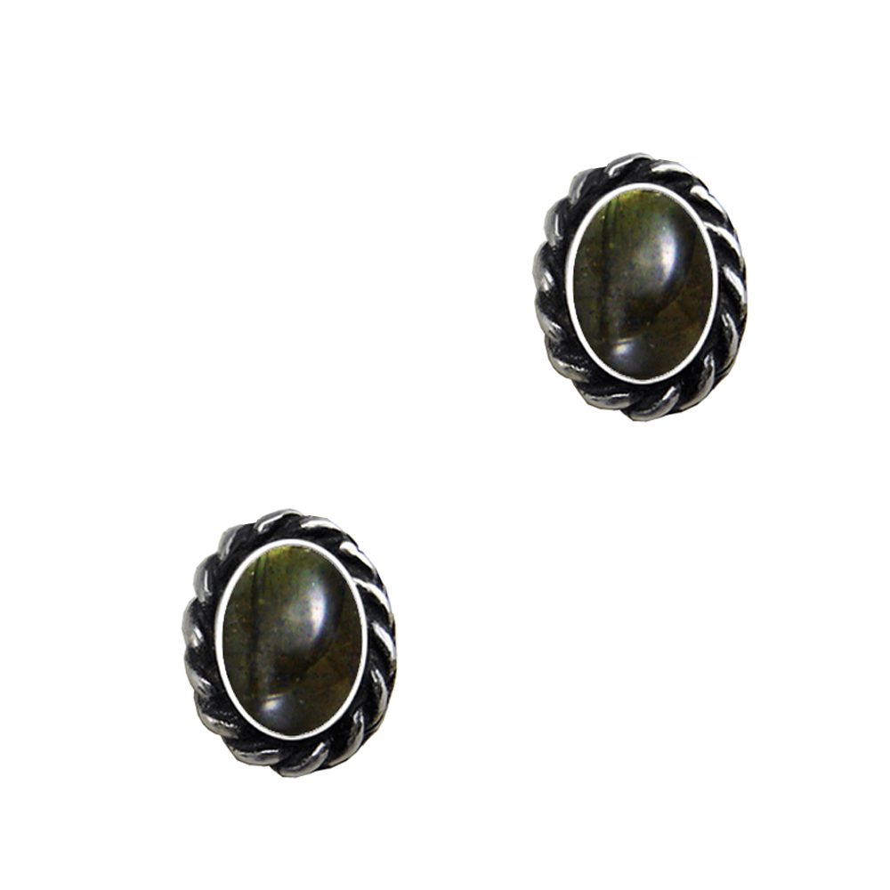 Sterling Silver Spectrolite Post Stud Earrings